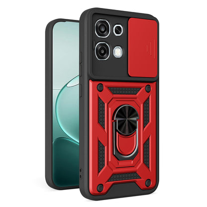 OPPO A6 Pro 5G Sliding Camera Cover Magnetic Ring Stand Shockproof TPU + PC Protective Phone Case