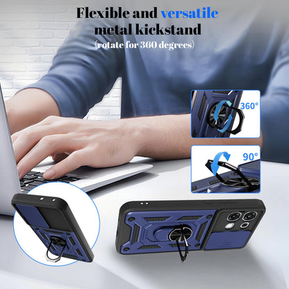 OPPO A6 Pro 4G Sliding Camera Cover Magnetic Ring Stand Shockproof TPU + PC Protective Phone Case