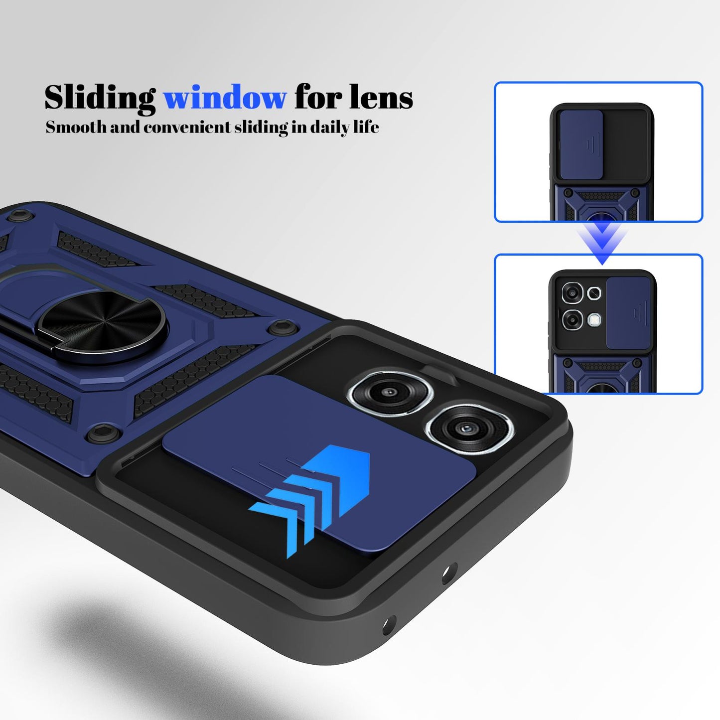 OPPO A6 Pro 4G Sliding Camera Cover Magnetic Ring Stand Shockproof TPU + PC Protective Phone Case