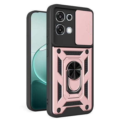 OPPO A6 Pro 5G Sliding Camera Cover Magnetic Ring Stand Shockproof TPU + PC Protective Phone Case