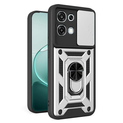 OPPO F31 5G Sliding Camera Cover Magnetic Ring Stand Shockproof TPU + PC Protective Phone Case