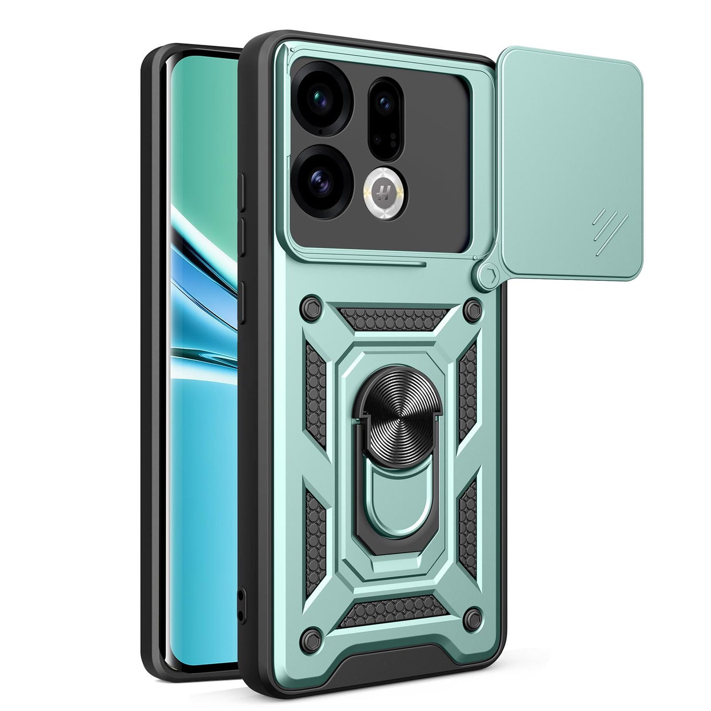 OPPO Find X9 Sliding Camera Cover Magnetic Ring Stand Shockproof TPU + PC Protective Phone Case