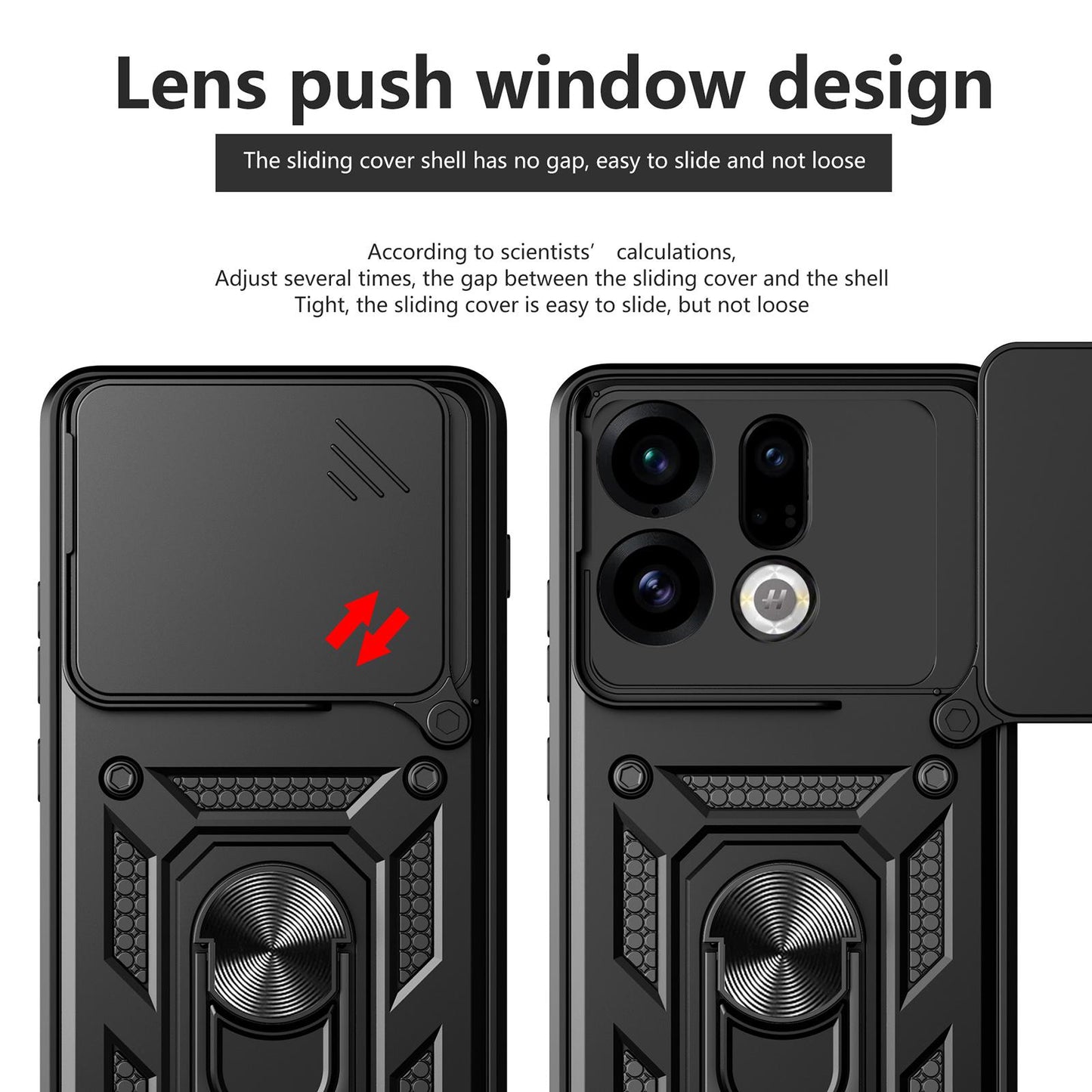OPPO Find X9 Sliding Camera Cover Magnetic Ring Stand Shockproof TPU + PC Protective Phone Case