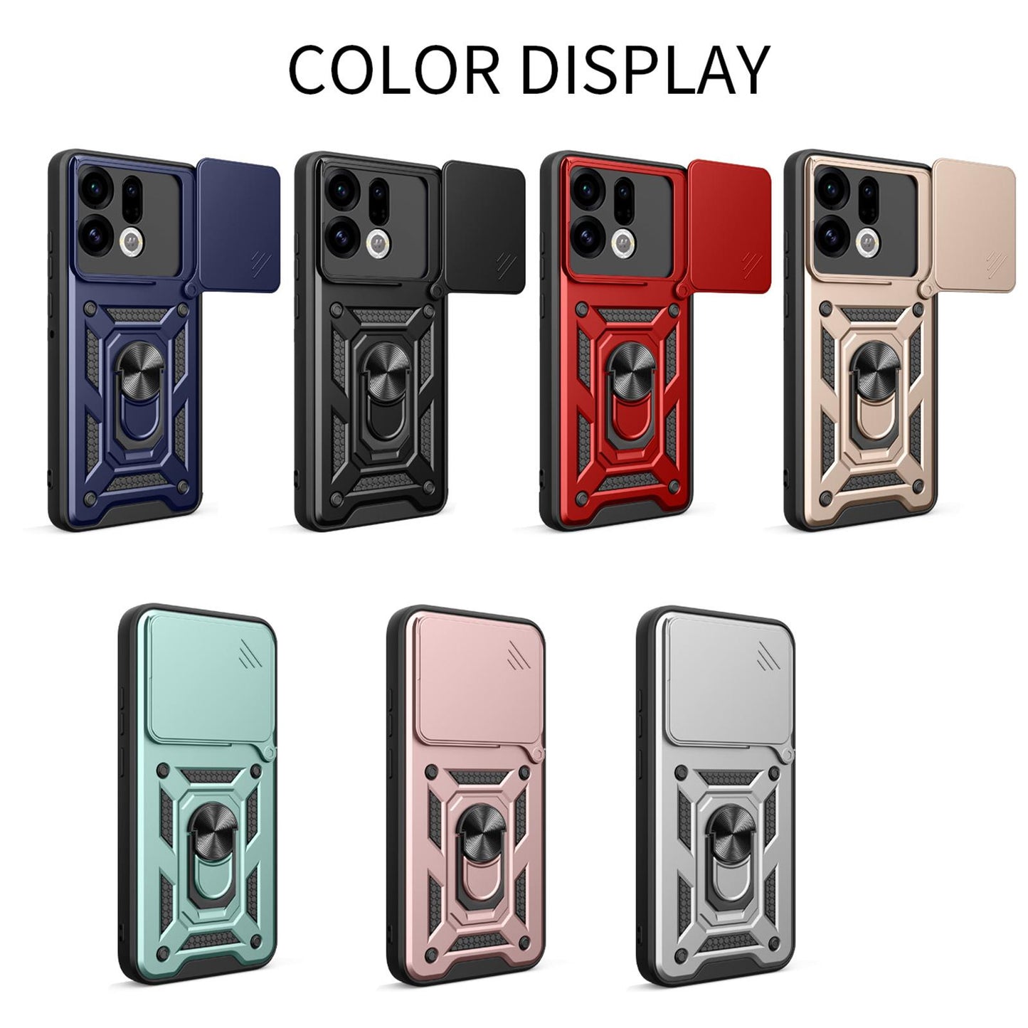 OPPO Find X9 Sliding Camera Cover Magnetic Ring Stand Shockproof TPU + PC Protective Phone Case