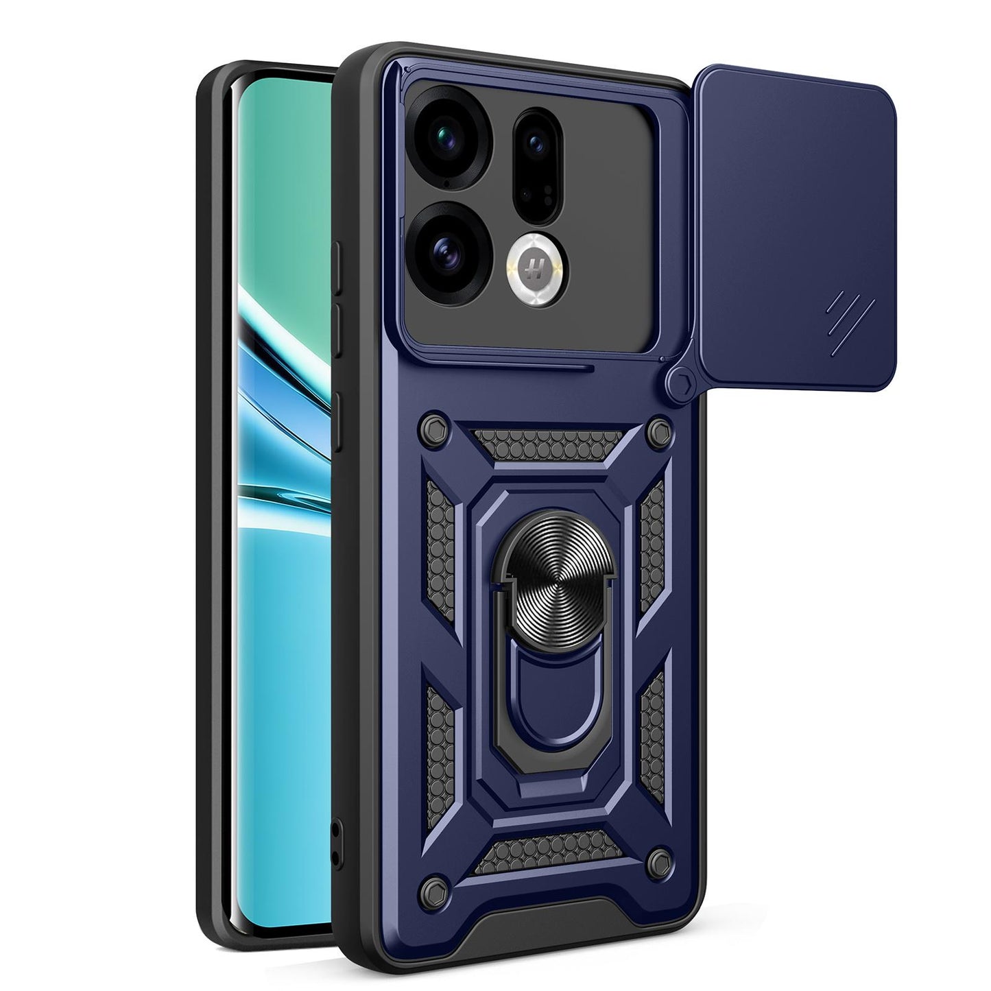 OPPO Find X9 Sliding Camera Cover Magnetic Ring Stand Shockproof TPU + PC Protective Phone Case