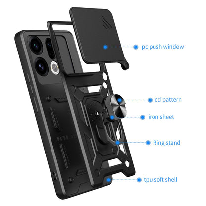 OPPO Find X9 Sliding Camera Cover Magnetic Ring Stand Shockproof TPU + PC Protective Phone Case