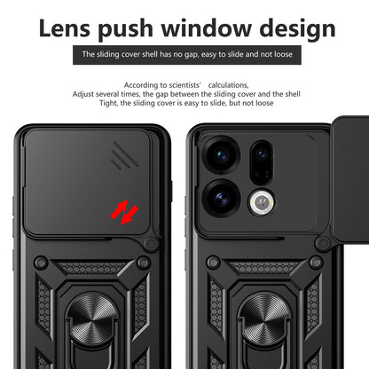 OPPO Find X9 Sliding Camera Cover Magnetic Ring Stand Shockproof TPU + PC Protective Phone Case