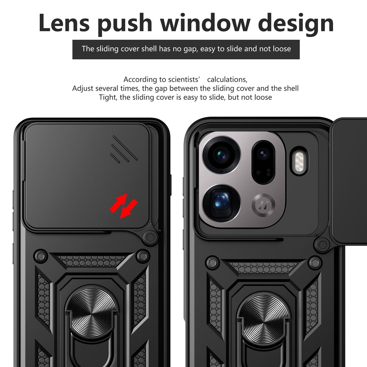 OPPO Find X9 Pro Sliding Camera Cover Magnetic Ring Stand Shockproof TPU + PC Protective Phone Case