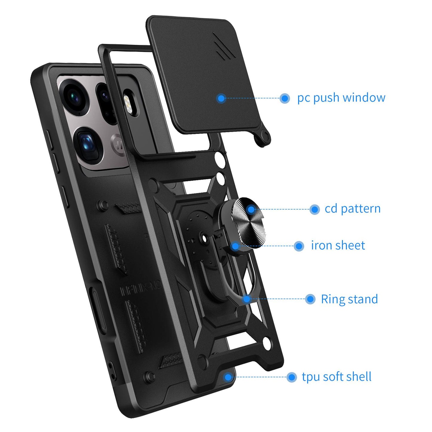 OPPO Find X9 Pro Sliding Camera Cover Magnetic Ring Stand Shockproof TPU + PC Protective Phone Case