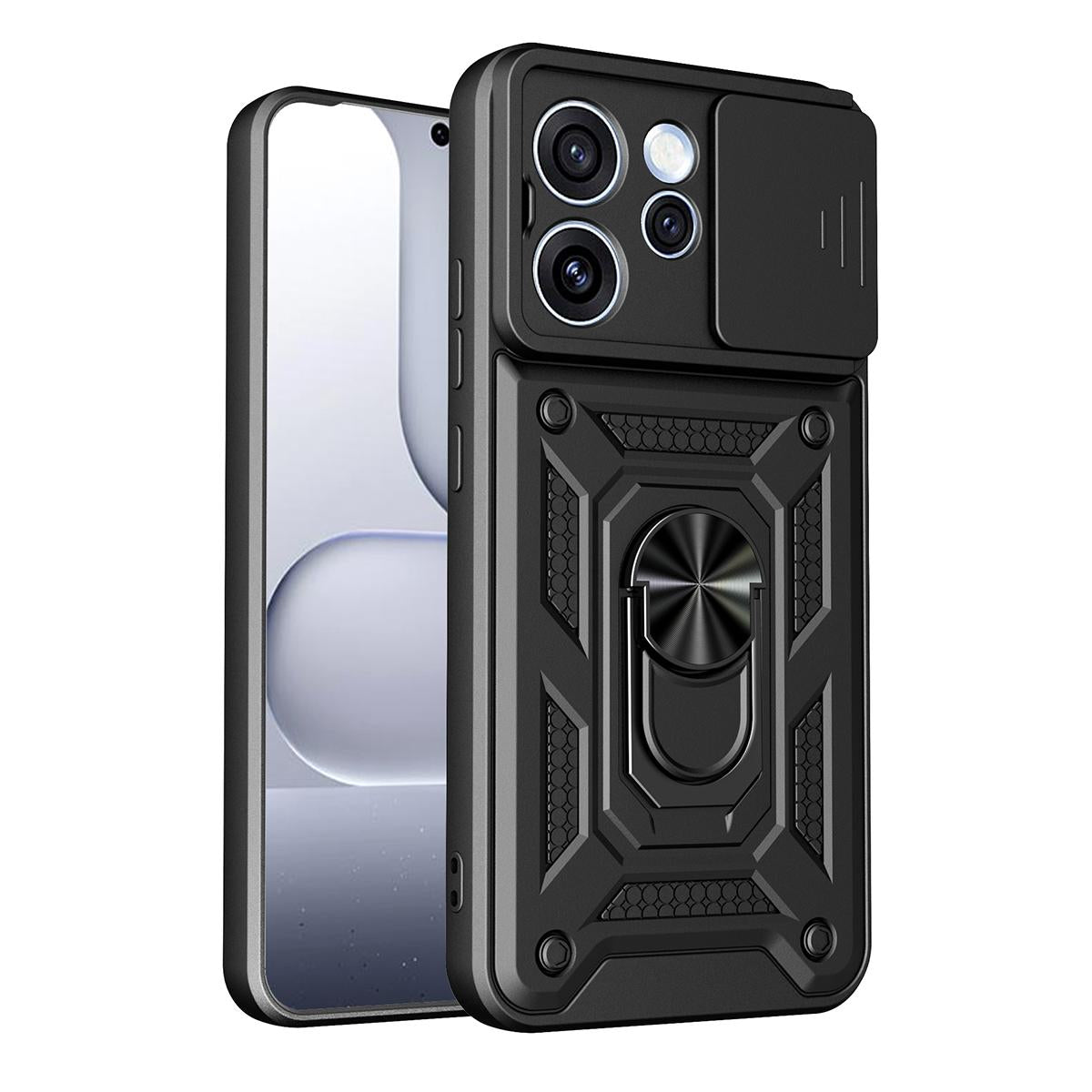 OPPO Reno15 5G Sliding Camera Cover Magnetic Ring Stand Shockproof TPU + PC Protective Phone Case