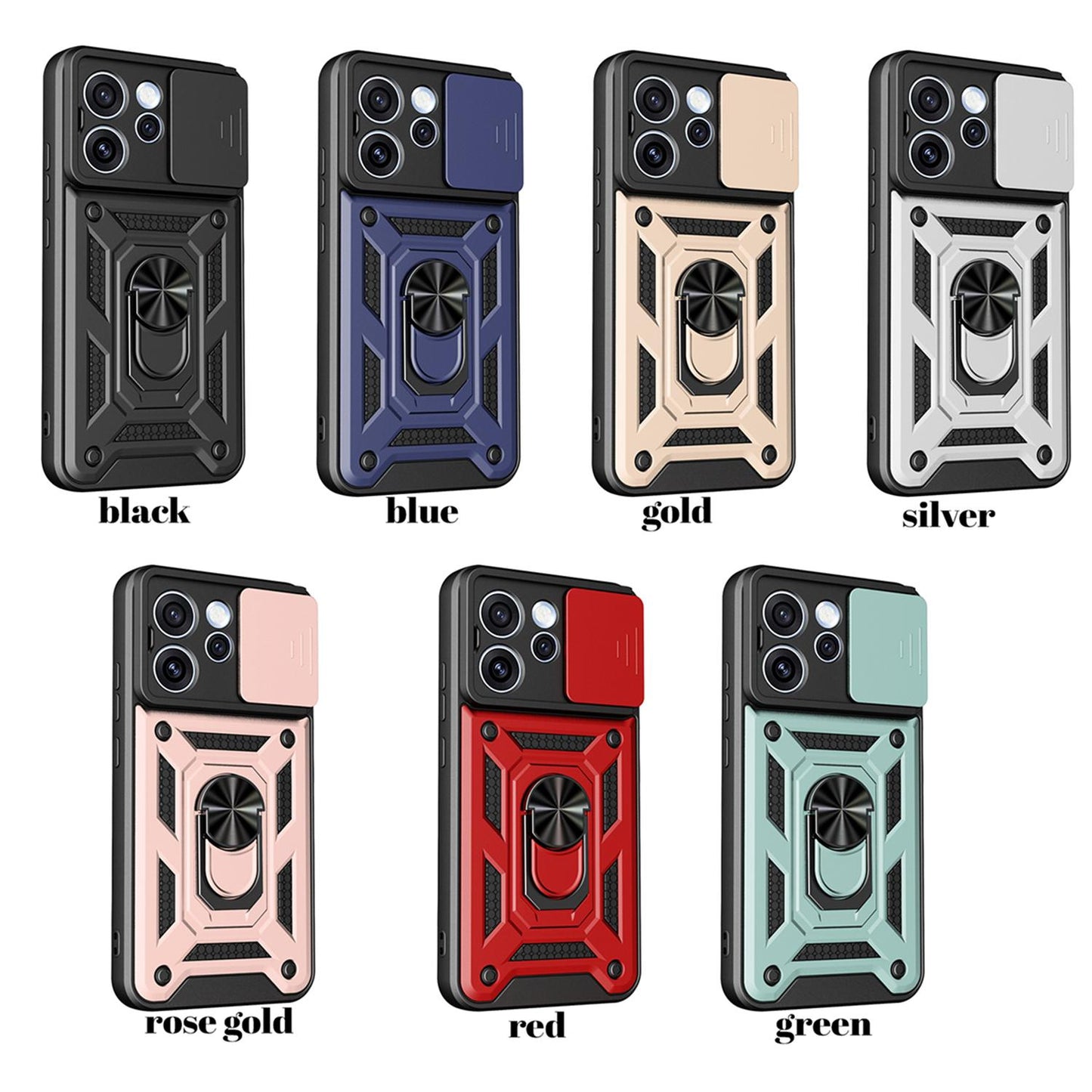 OPPO Reno15 5G Sliding Camera Cover Magnetic Ring Stand Shockproof TPU + PC Protective Phone Case