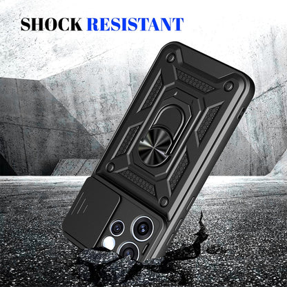 OPPO Reno15 5G Sliding Camera Cover Magnetic Ring Stand Shockproof TPU + PC Protective Phone Case