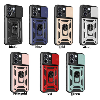 OPPO Reno15 5G Sliding Camera Cover Magnetic Ring Stand Shockproof TPU + PC Protective Phone Case