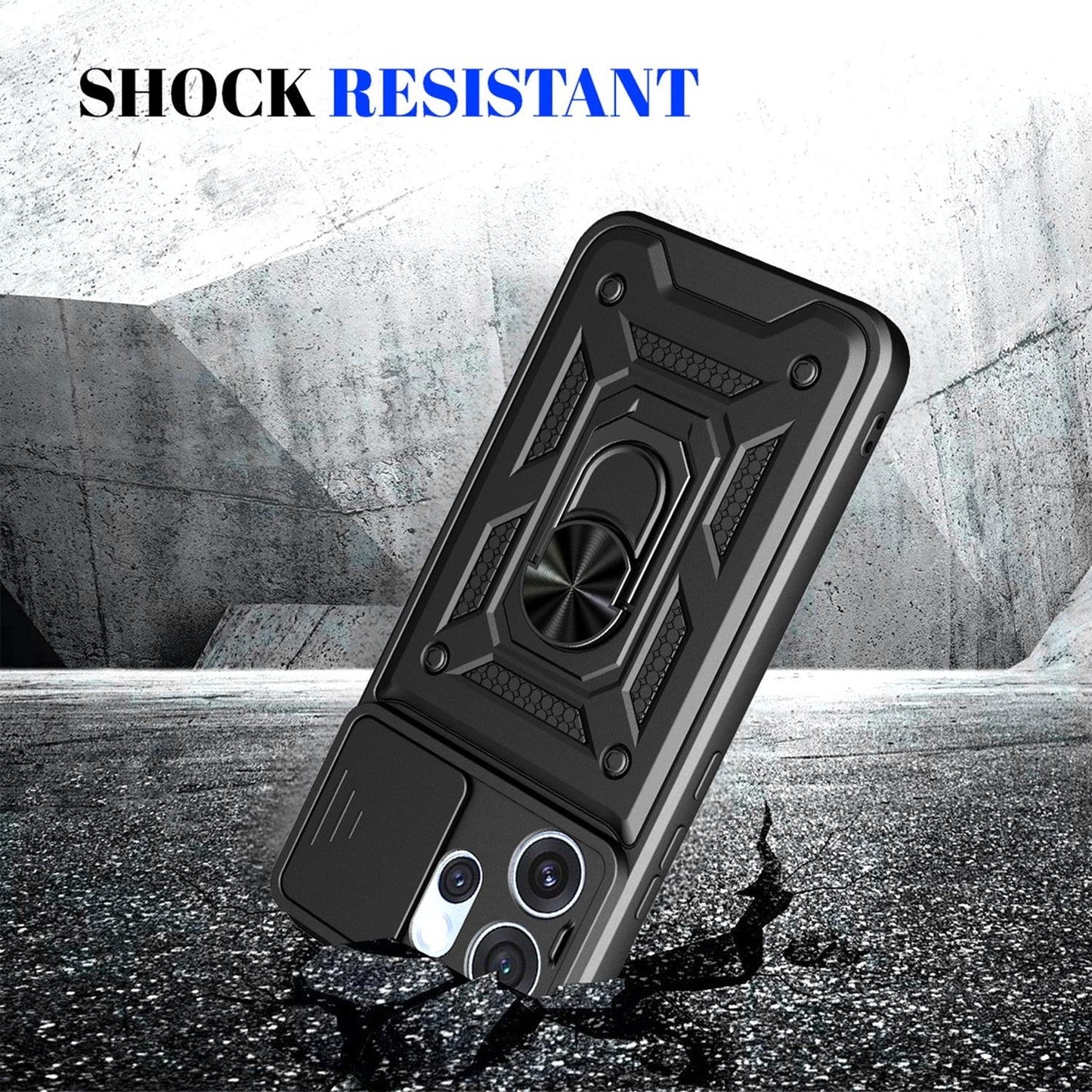 OPPO Reno15 Pro 5G Sliding Camera Cover Magnetic Ring Stand Shockproof TPU + PC Protective Phone Case
