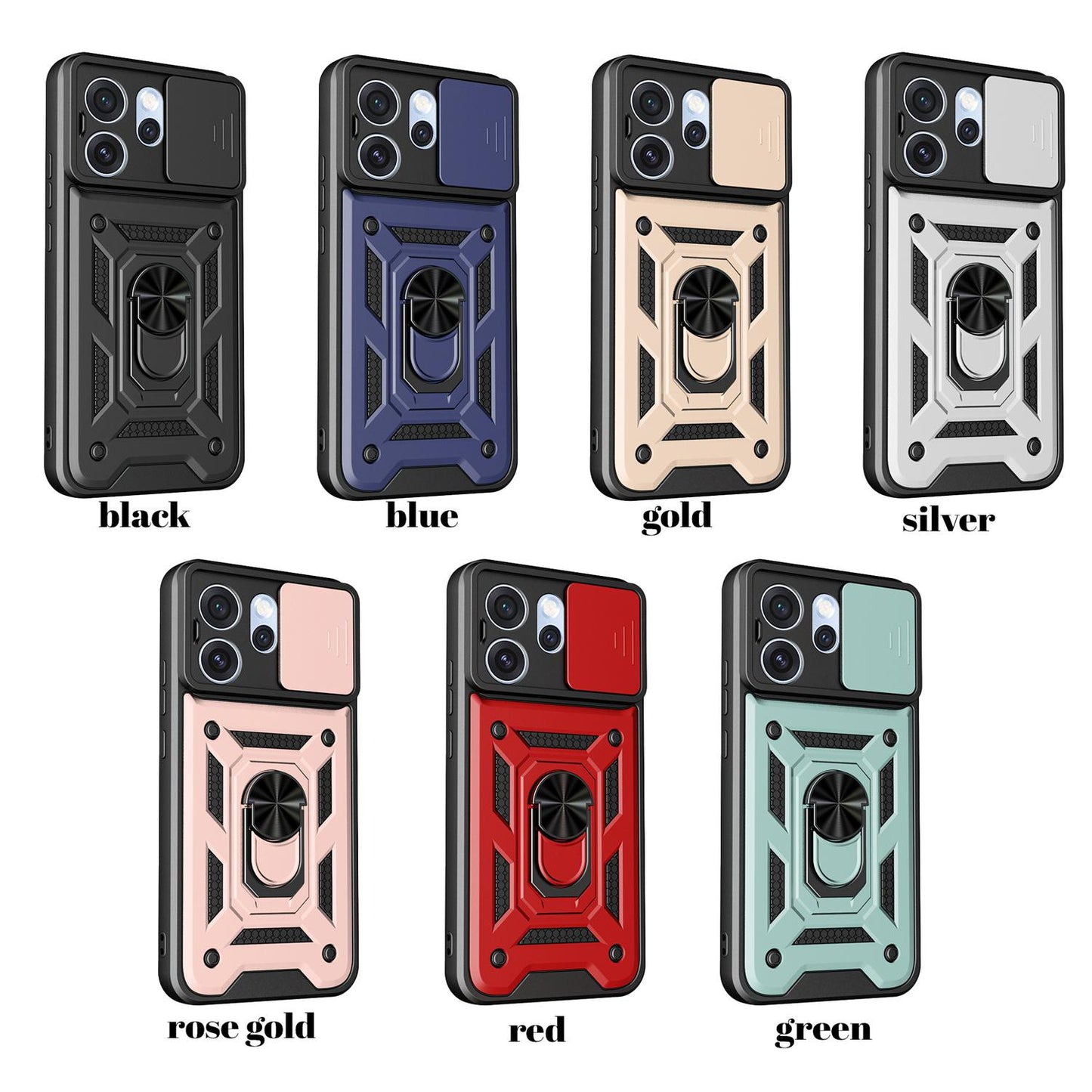 OPPO Reno15 Pro 5G Sliding Camera Cover Magnetic Ring Stand Shockproof TPU + PC Protective Phone Case