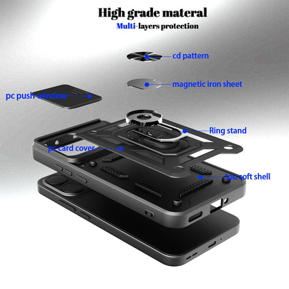 OPPO Reno15 Pro 5G Sliding Camera Cover Magnetic Ring Stand Shockproof TPU + PC Protective Phone Case