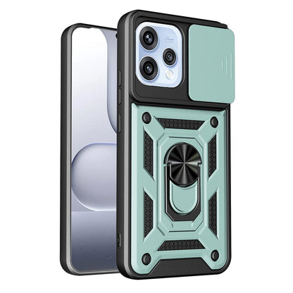 OPPO Reno15 F 5G Sliding Camera Cover Magnetic Ring Stand Shockproof TPU + PC Protective Phone Case