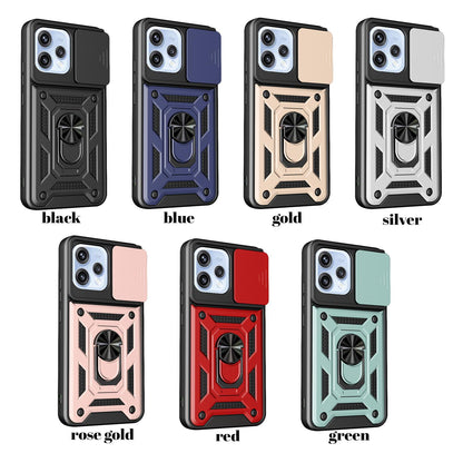 OPPO Reno 15c 5G Sliding Camera Cover Magnetic Ring Stand Shockproof TPU + PC Protective Phone Case