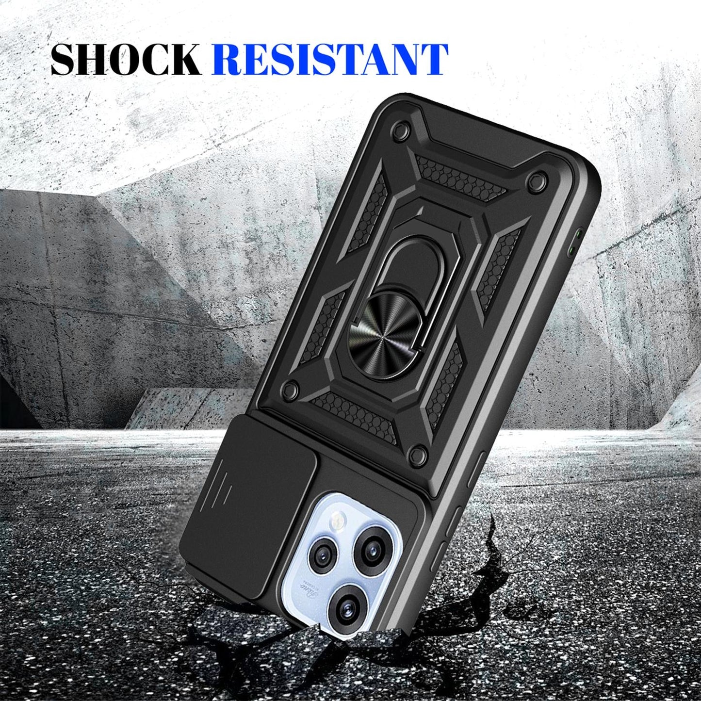 OPPO Reno 15c 5G Sliding Camera Cover Magnetic Ring Stand Shockproof TPU + PC Protective Phone Case