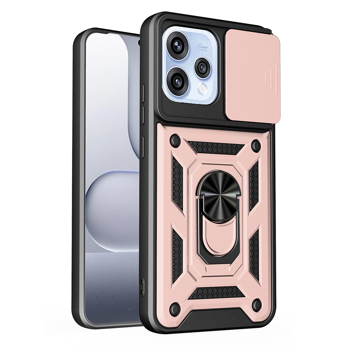 OPPO Reno 15c 5G Sliding Camera Cover Magnetic Ring Stand Shockproof TPU + PC Protective Phone Case