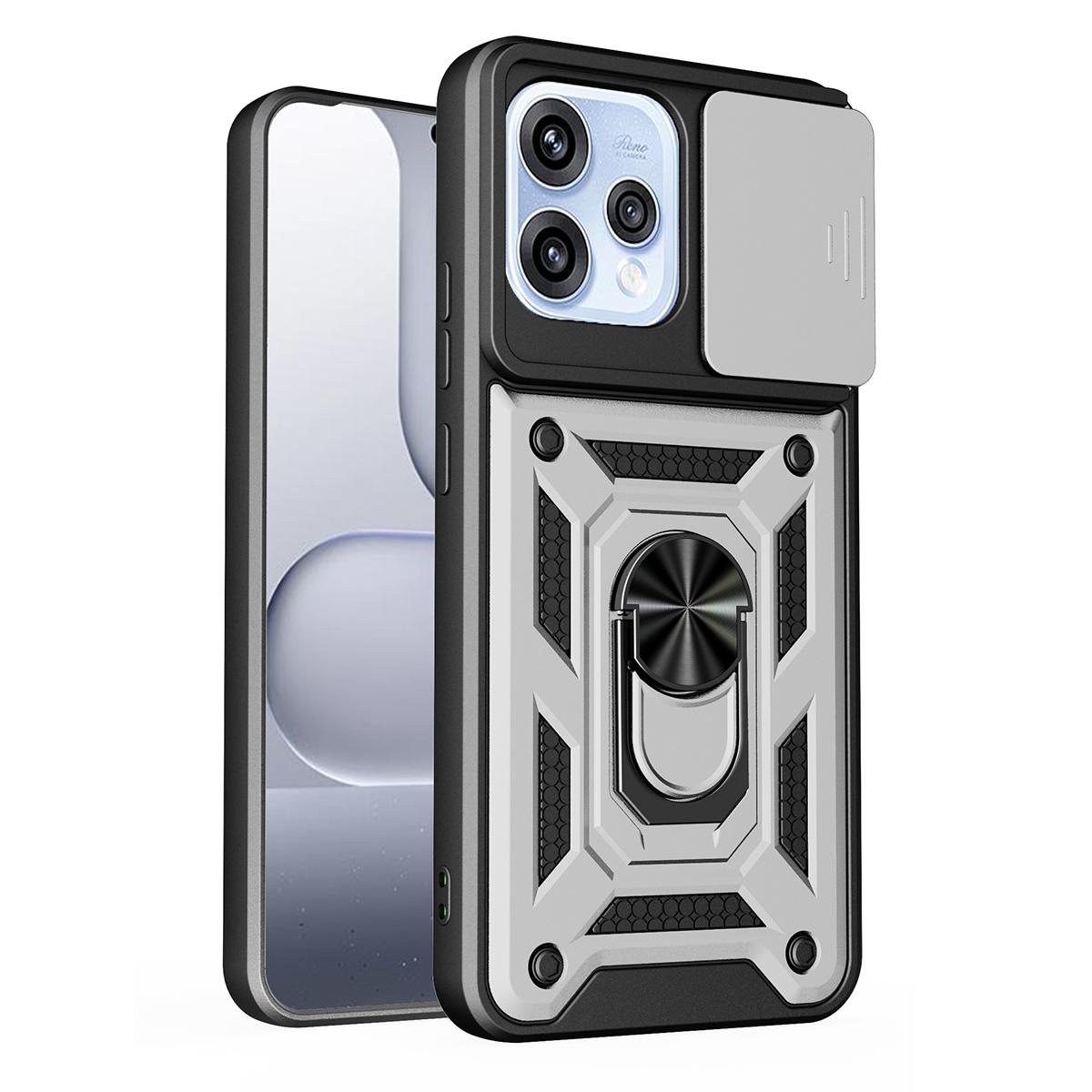 OPPO Reno15 F 5G Sliding Camera Cover Magnetic Ring Stand Shockproof TPU + PC Protective Phone Case