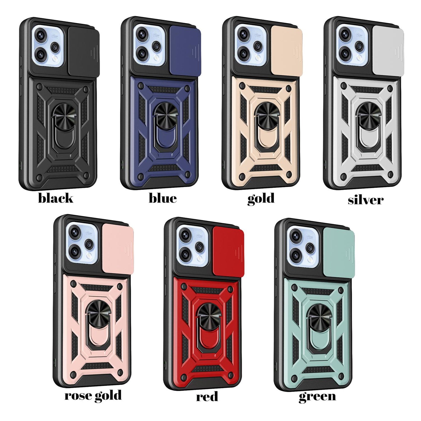 OPPO Reno 15c 5G Sliding Camera Cover Magnetic Ring Stand Shockproof TPU + PC Protective Phone Case