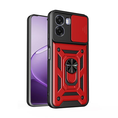 OPPO A6x 5G Sliding Camera Cover Magnetic Ring Stand Shockproof TPU + PC Protective Phone Case
