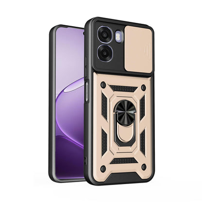 OPPO A6x 5G Sliding Camera Cover Magnetic Ring Stand Shockproof TPU + PC Protective Phone Case