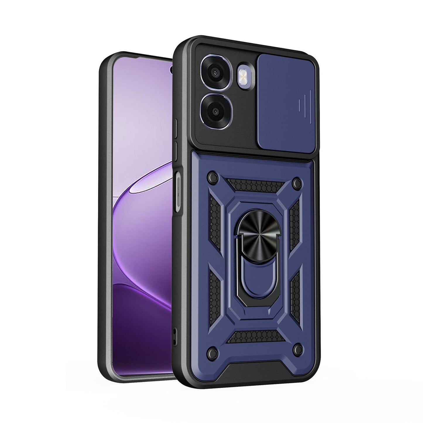 OPPO A6x 5G Sliding Camera Cover Magnetic Ring Stand Shockproof TPU + PC Protective Phone Case