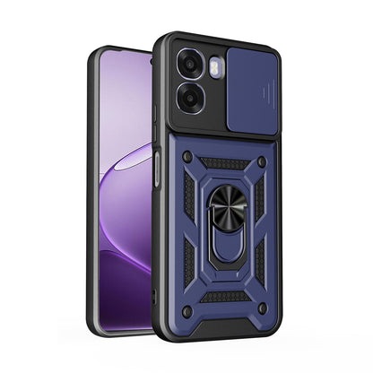 OPPO A6x 5G Sliding Camera Cover Magnetic Ring Stand Shockproof TPU + PC Protective Phone Case