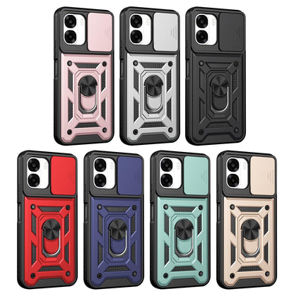 OPPO A6x 4G Sliding Camera Cover Magnetic Ring Stand Shockproof TPU + PC Protective Phone Case