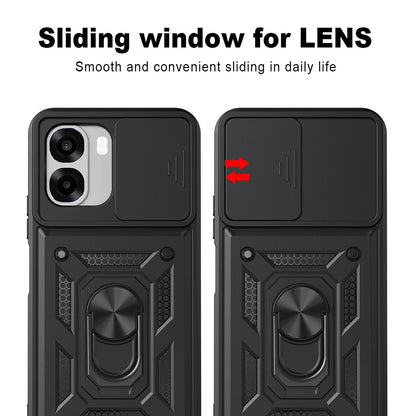 OPPO A6x 4G Sliding Camera Cover Magnetic Ring Stand Shockproof TPU + PC Protective Phone Case
