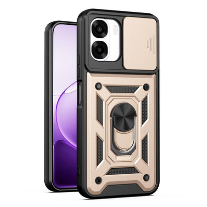OPPO A6x 4G Sliding Camera Cover Magnetic Ring Stand Shockproof TPU + PC Protective Phone Case