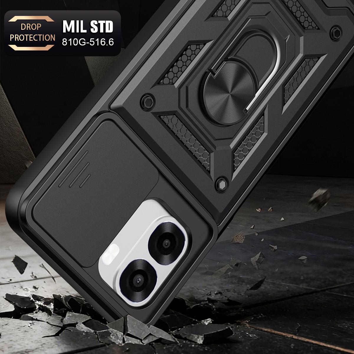 OPPO A6x 4G Sliding Camera Cover Magnetic Ring Stand Shockproof TPU + PC Protective Phone Case