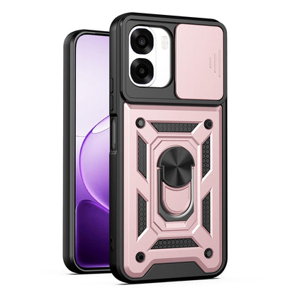 OPPO A6x 4G Sliding Camera Cover Magnetic Ring Stand Shockproof TPU + PC Protective Phone Case