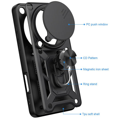 OPPO Find X9 Ultra Sliding Camera Cover Magnetic Ring Stand Shockproof TPU + PC Protective Phone Case