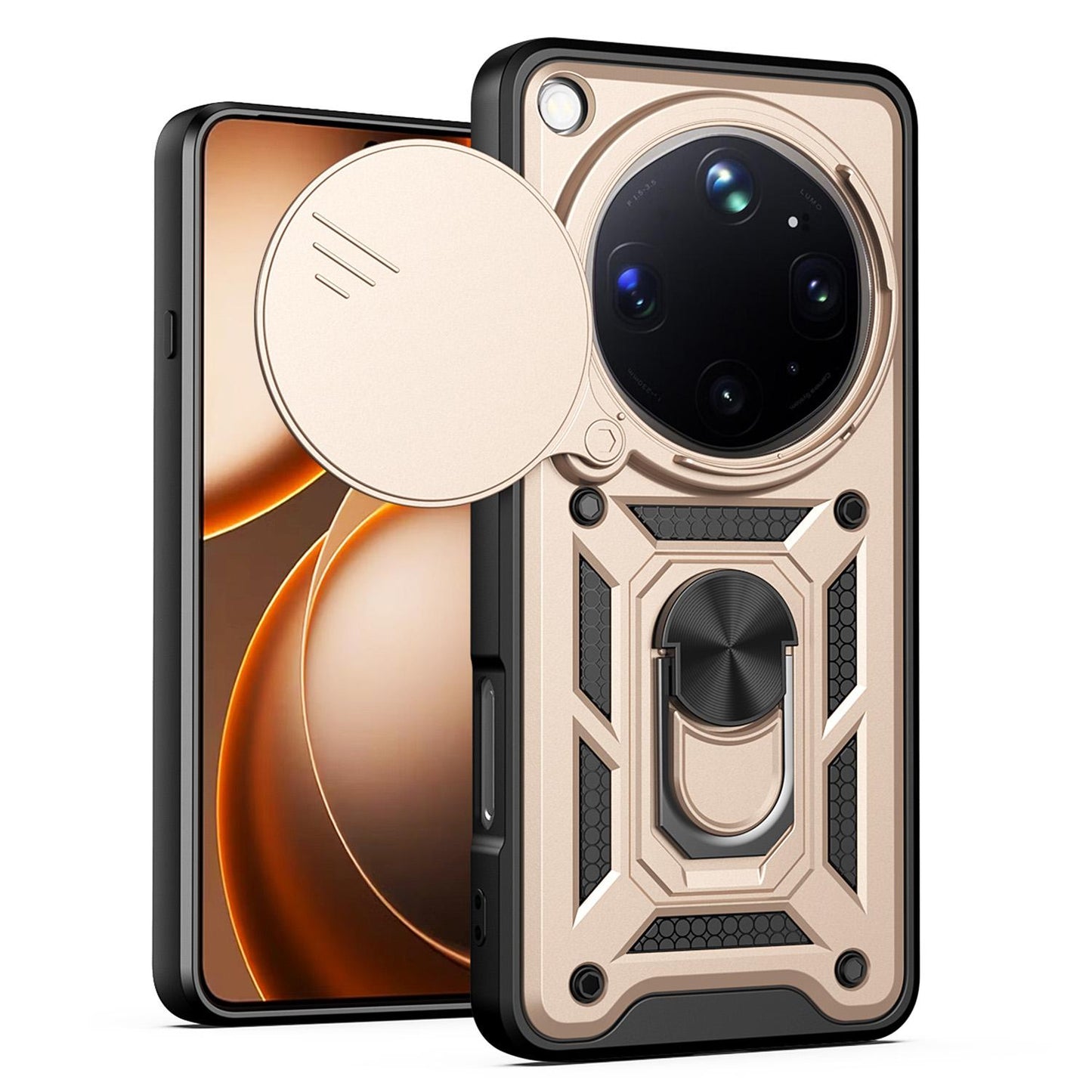 OPPO Find X9 Ultra Sliding Camera Cover Magnetic Ring Stand Shockproof TPU + PC Protective Phone Case
