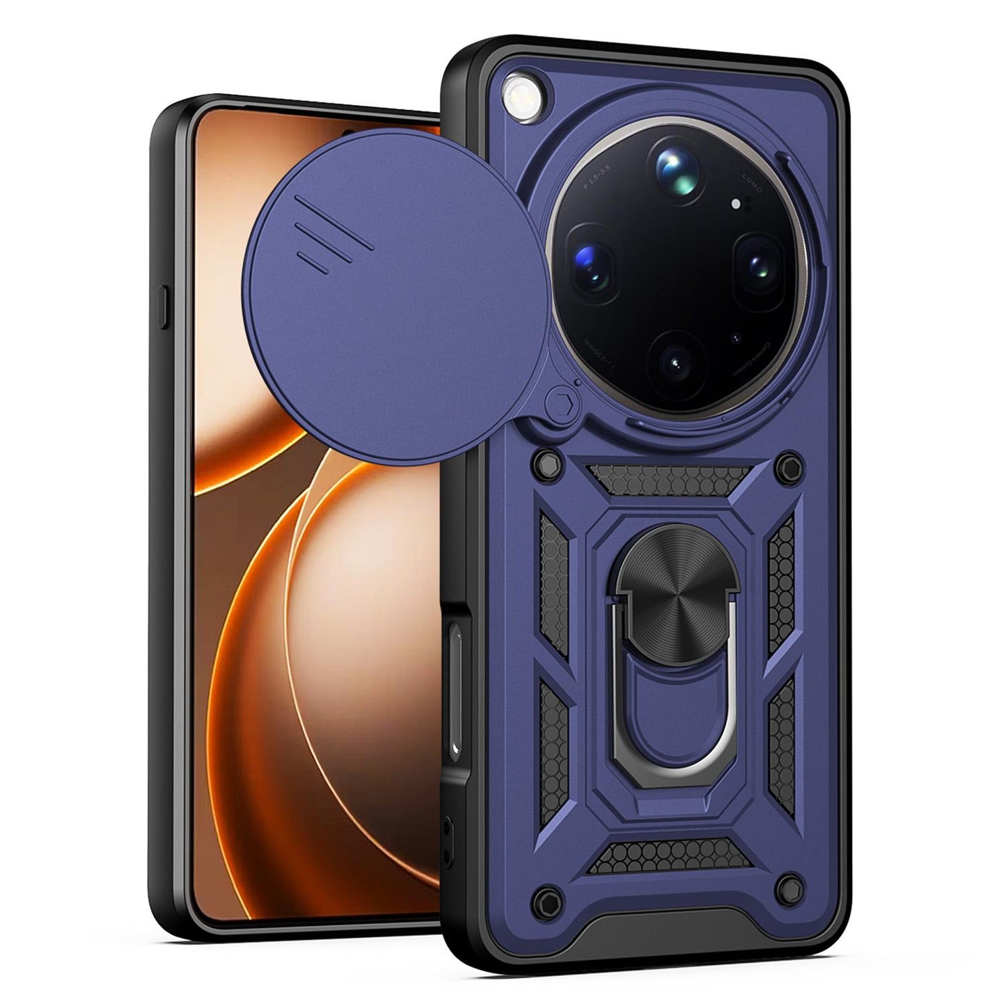 OPPO Find X9 Ultra Sliding Camera Cover Magnetic Ring Stand Shockproof TPU + PC Protective Phone Case