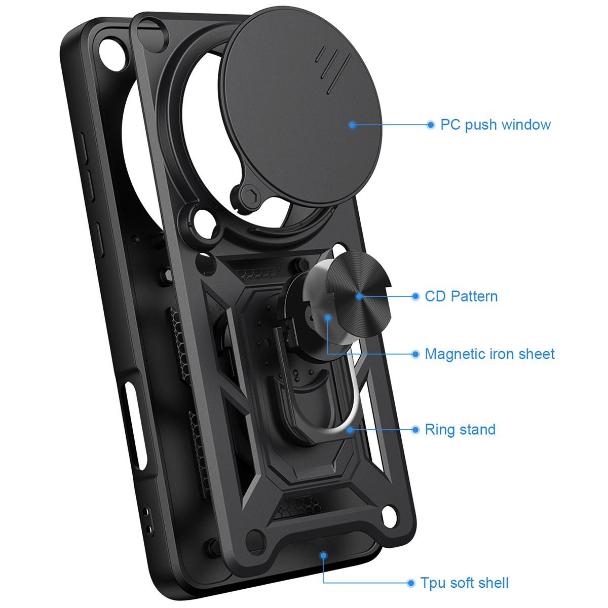 OPPO Find X9 Ultra Sliding Camera Cover Magnetic Ring Stand Shockproof TPU + PC Protective Phone Case