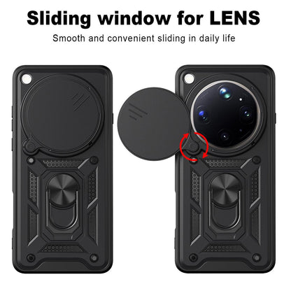 OPPO Find X9 Ultra Sliding Camera Cover Magnetic Ring Stand Shockproof TPU + PC Protective Phone Case