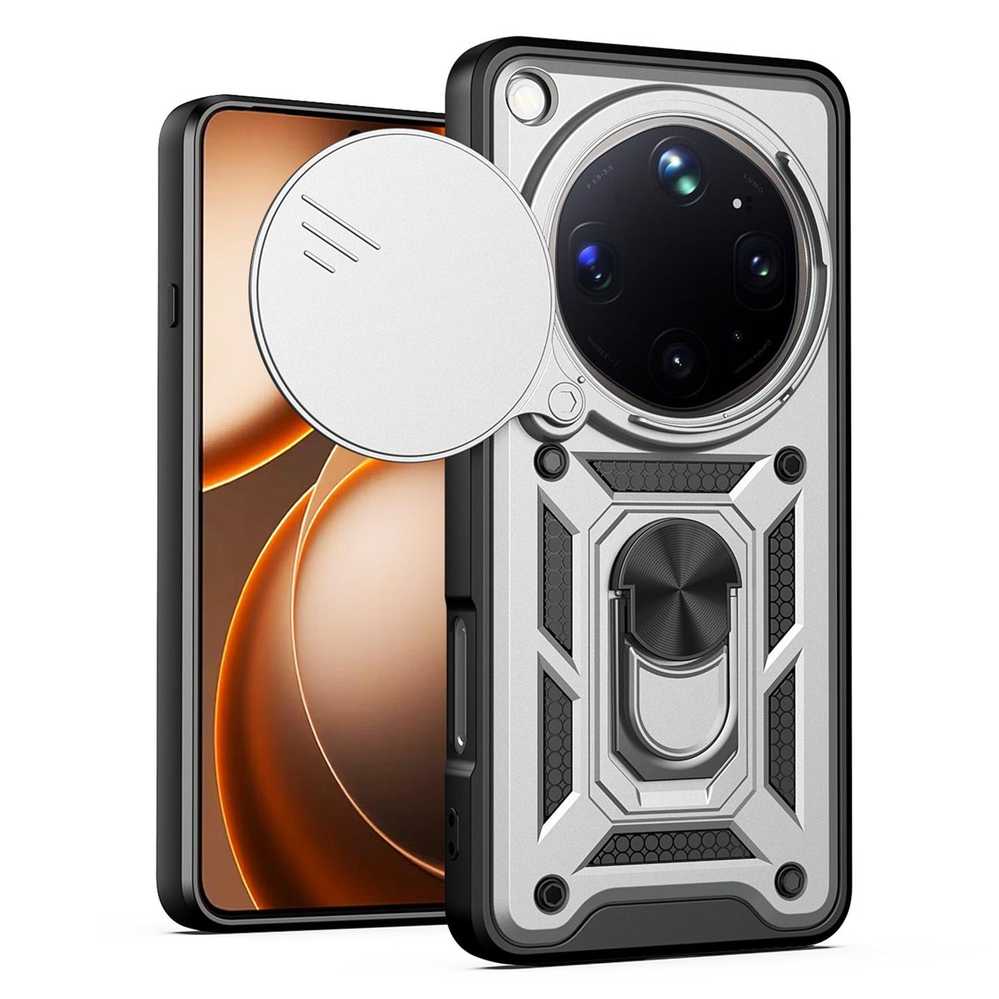 OPPO Find X9 Ultra Sliding Camera Cover Magnetic Ring Stand Shockproof TPU + PC Protective Phone Case