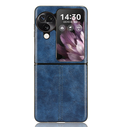 OPPO Find N3 Flip Cow Pattern Sewing Back Cover Phone Case - Premium PU Leather Texture PC + TPU Shockproof Protective Case, Scratch Resistant Slim Lightweight Anti-Fingerprint Full Coverage Mobile Cover