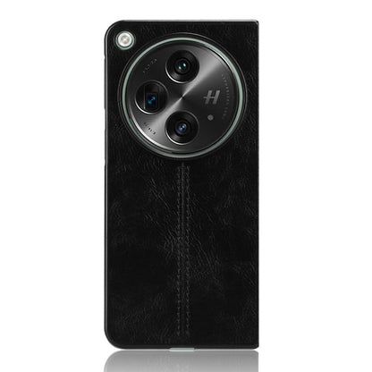 OPPO Find N3 Cow Pattern Sewing Back Cover Phone Case - Premium PU Leather Texture PC + TPU Shockproof Protective Case, Scratch Resistant Slim Lightweight Anti-Fingerprint Full Coverage Mobile Cover