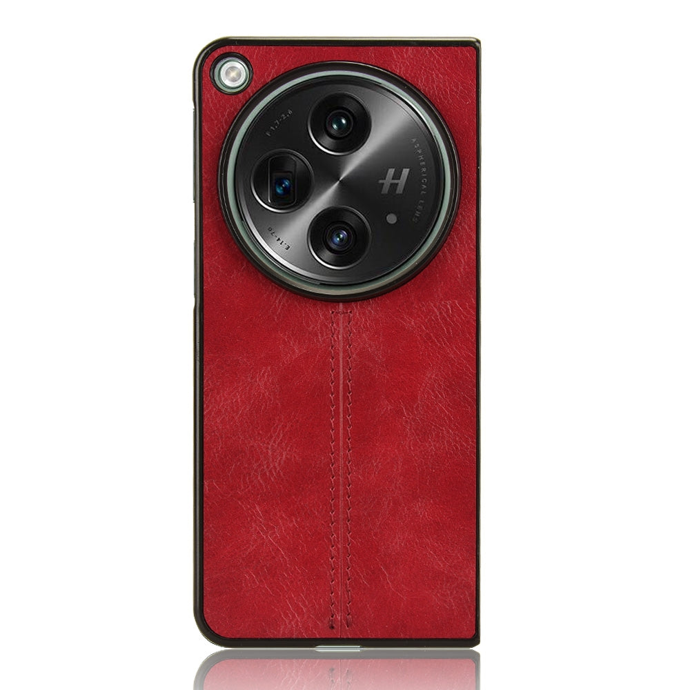 OPPO Find N3 Cow Pattern Sewing Back Cover Phone Case - Premium PU Leather Texture PC + TPU Shockproof Protective Case, Scratch Resistant Slim Lightweight Anti-Fingerprint Full Coverage Mobile Cover