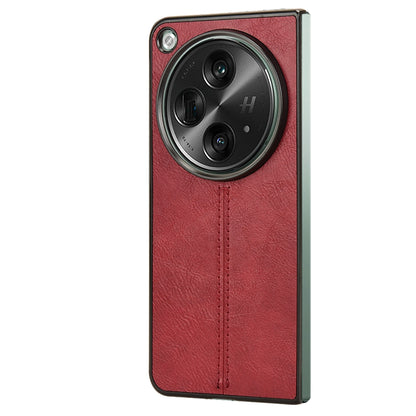 OPPO Find N3 Cow Pattern Sewing Back Cover Phone Case - Premium PU Leather Texture PC + TPU Shockproof Protective Case, Scratch Resistant Slim Lightweight Anti-Fingerprint Full Coverage Mobile Cover
