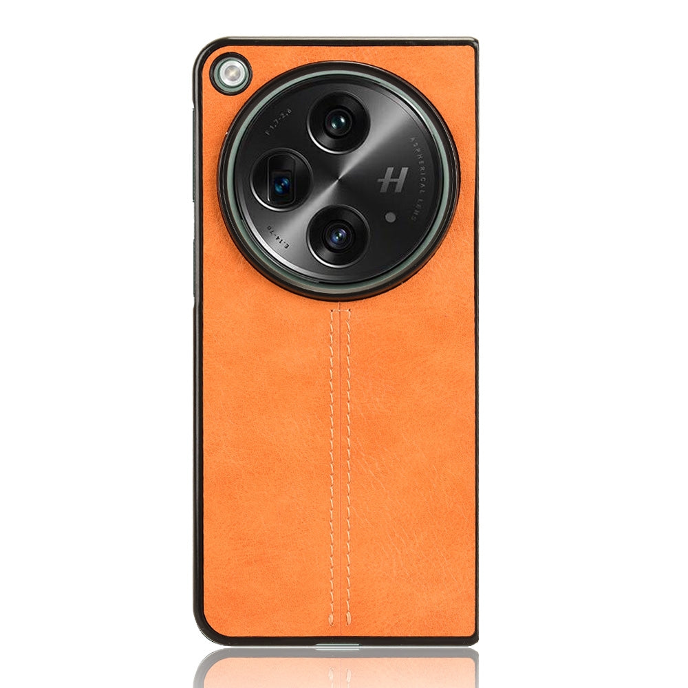 OPPO Find N3 Cow Pattern Sewing Back Cover Phone Case - Premium PU Leather Texture PC + TPU Shockproof Protective Case, Scratch Resistant Slim Lightweight Anti-Fingerprint Full Coverage Mobile Cover