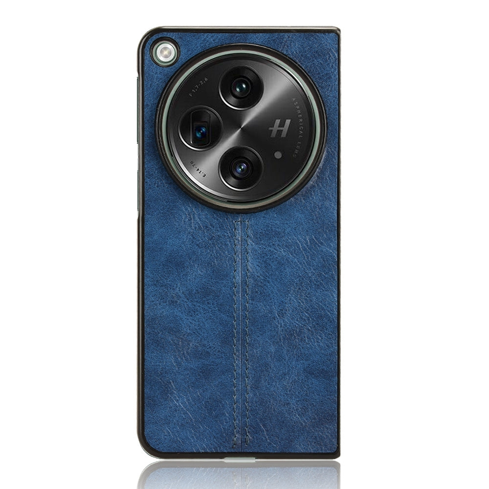 OPPO Find N3 Cow Pattern Sewing Back Cover Phone Case - Premium PU Leather Texture PC + TPU Shockproof Protective Case, Scratch Resistant Slim Lightweight Anti-Fingerprint Full Coverage Mobile Cover