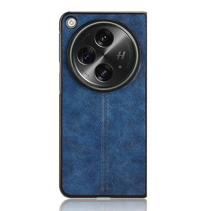 OPPO Find N3 Cow Pattern Sewing Back Cover Phone Case - Premium PU Leather Texture PC + TPU Shockproof Protective Case, Scratch Resistant Slim Lightweight Anti-Fingerprint Full Coverage Mobile Cover