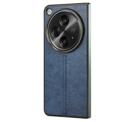 OPPO Find N3 Cow Pattern Sewing Back Cover Phone Case - Premium PU Leather Texture PC + TPU Shockproof Protective Case, Scratch Resistant Slim Lightweight Anti-Fingerprint Full Coverage Mobile Cover