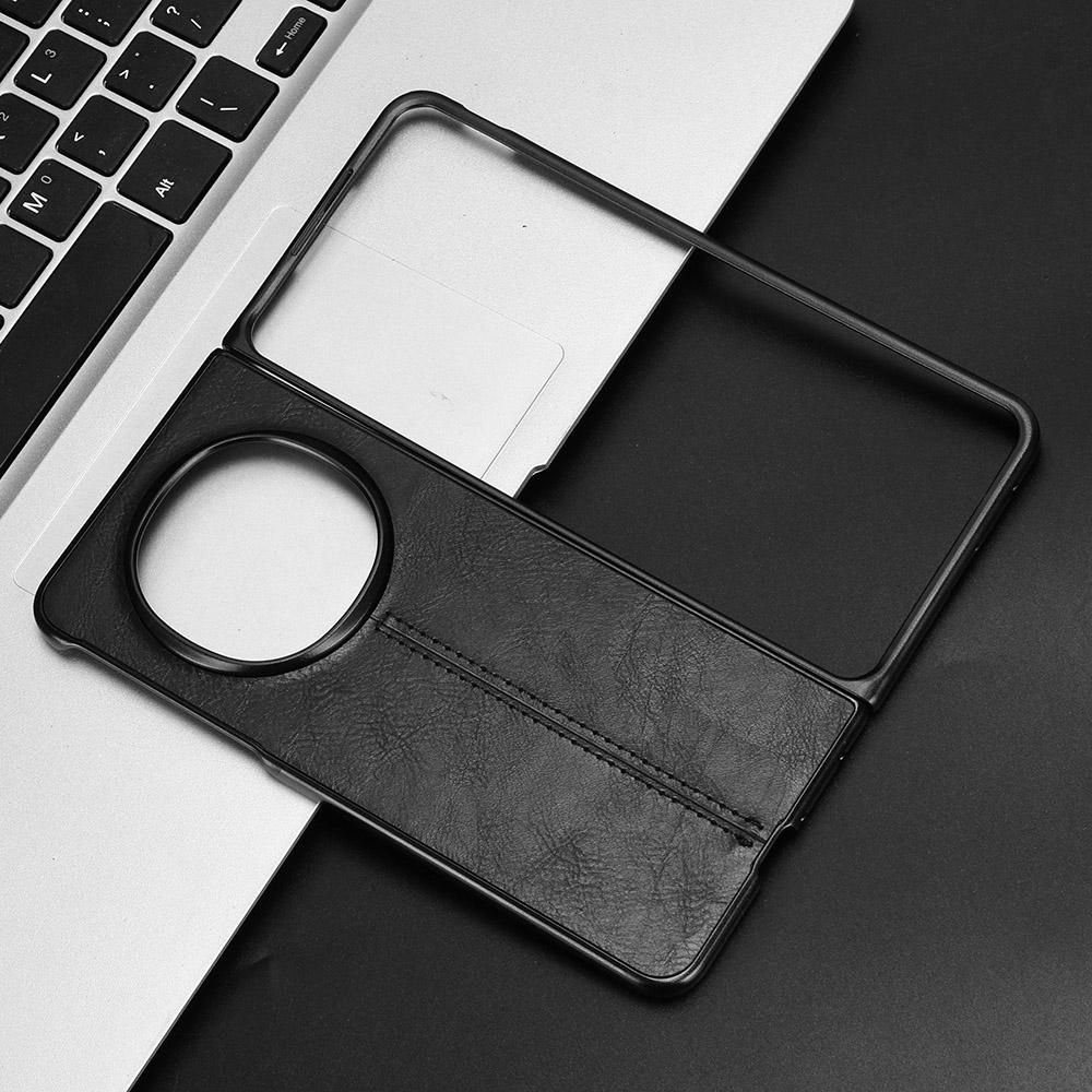 OPPO Find N5 Cow Pattern Sewing Back Cover Phone Case - Premium PU Leather Texture PC + TPU Shockproof Protective Case, Scratch Resistant Slim Lightweight Anti-Fingerprint Full Coverage Mobile Cover